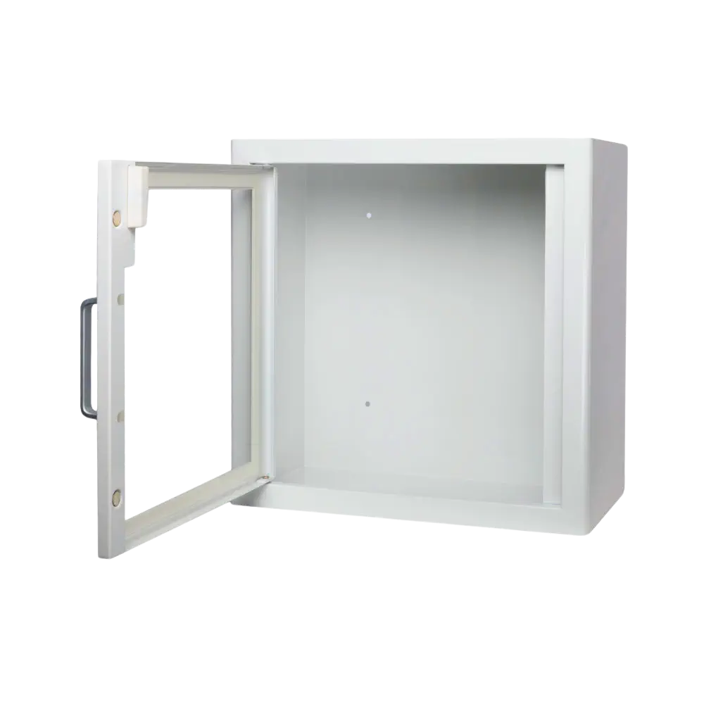 ARKY AED Wandschrank mit Alarm weiß ARKY AED Wandschrank weiß mit Alarm offen