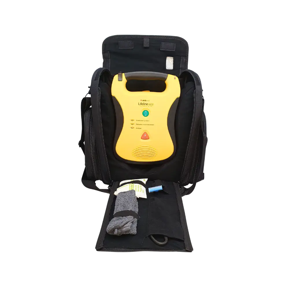 Defibtech Lifeline AED Rucksack geöffnet