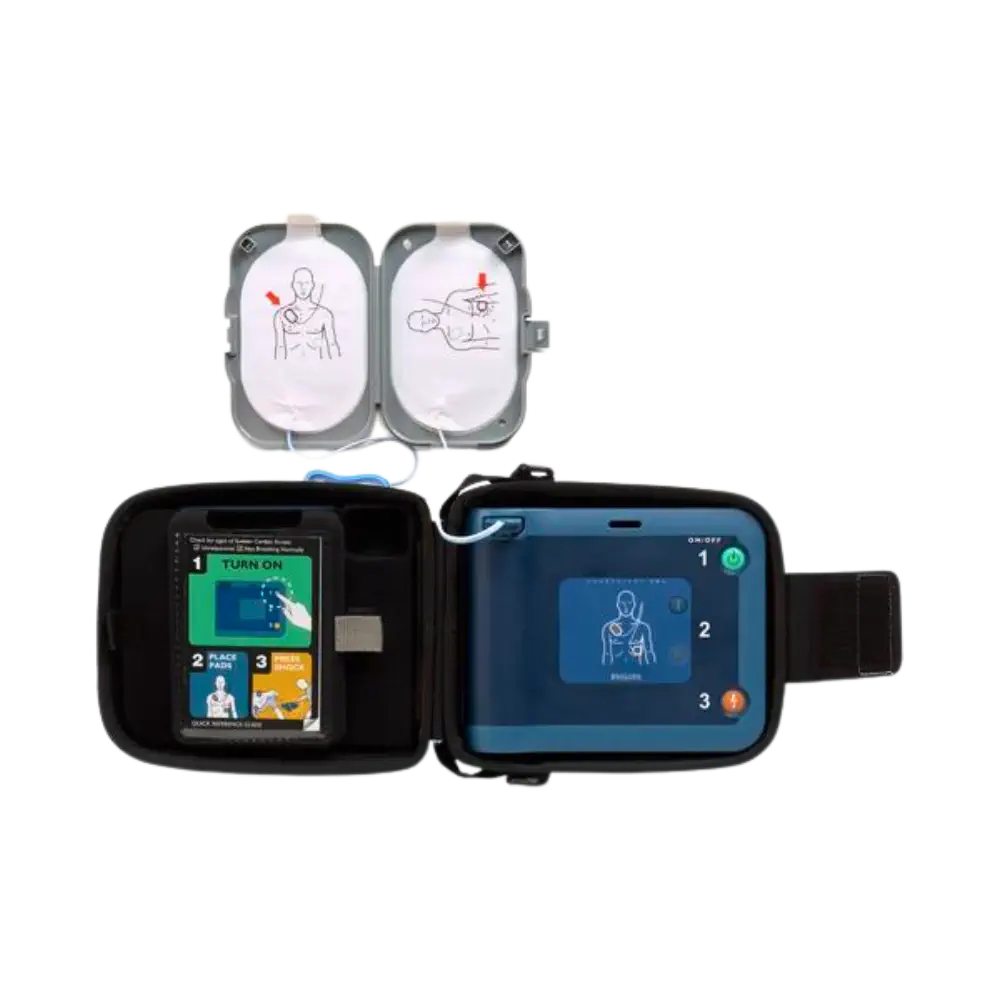 Philips HeartStart FRx mit Tasche geöffnet